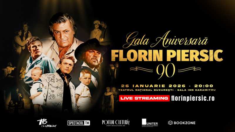 Gala Aniversară Florin Piersic: O reverență pentru Maestru Teatrul Național din București va fi gazda unui eveniment de mare amploare, luni seară, de la ora 20:00, intitulat ”Gala Aniversară – Florin Piersic 90”