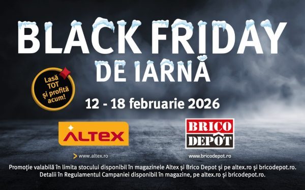 Altex, Media Galaxy și Brico Depot încep Black Friday de Iarnă pe 12 februarie Campania de reduceri Black Friday de iarnă va debuta pe 12 februarie, la Altex, Media Galaxy și Brico Depot, oferind clienților oportunitatea de a economisi până la 50% din prețul produselor din diverse categorii