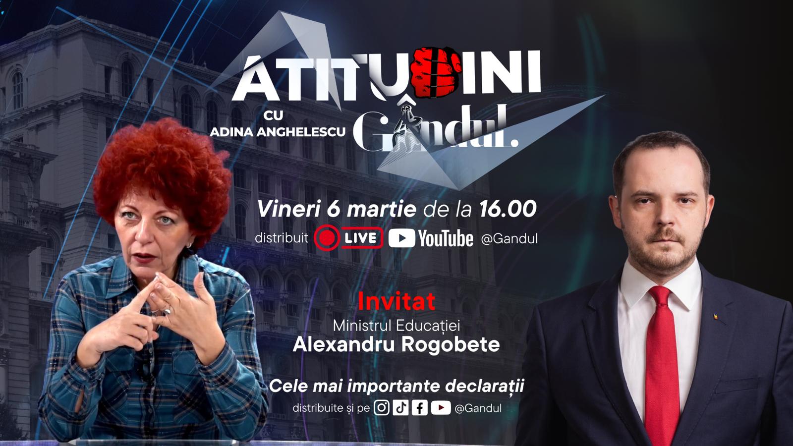 „Atitudine” — O nouă emisiune live despre problemele majore ale societății, cu Adina Anghelescu la cârmă Societatea românească se află în fața unor provocări din ce în ce mai complexe, iar modul în care răspundem acestor provocări va decide viitorul țării noastre