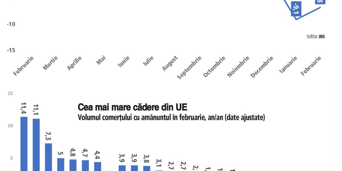 În ciuda unei scăderi de 9,1% a vânzărilor în retail în luna ianuarie, comparativ cu aceeași perioadă a anului trecut, experții spun că nu e cazul de panică