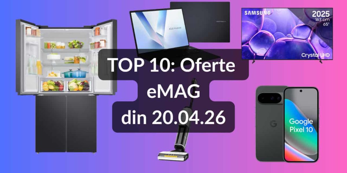 eMAG: Super oferte pe 20 aprilie! TV Samsung uriaș, telefon rapid, aspirator cu aburi