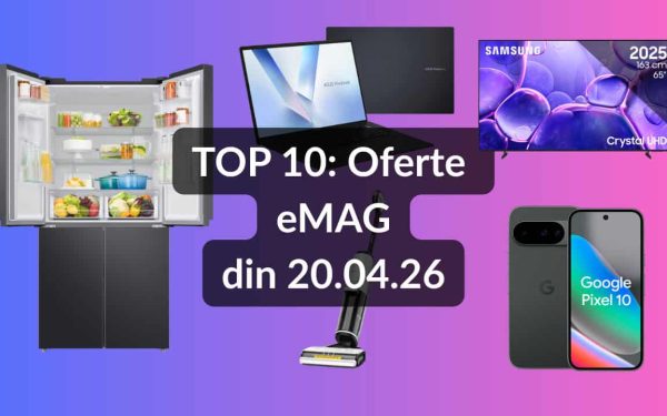 eMAG: Super oferte pe 20 aprilie! TV Samsung uriaș, telefon rapid, aspirator cu aburi