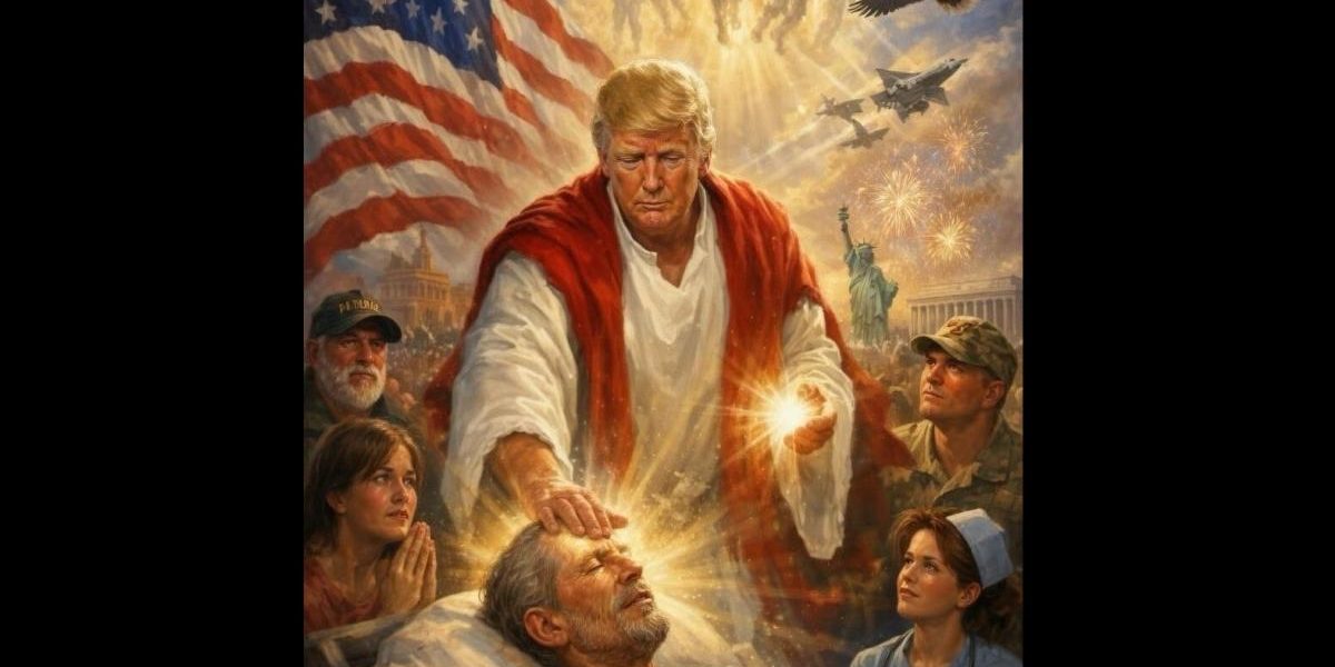 Trump, imagine scandaloasă: îl înfățișează pe fostul președinte ca pe Isus!