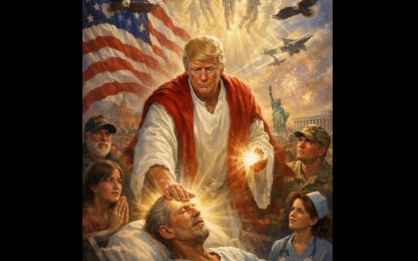 Trump, imagine scandaloasă: îl înfățișează pe fostul președinte ca pe Isus!