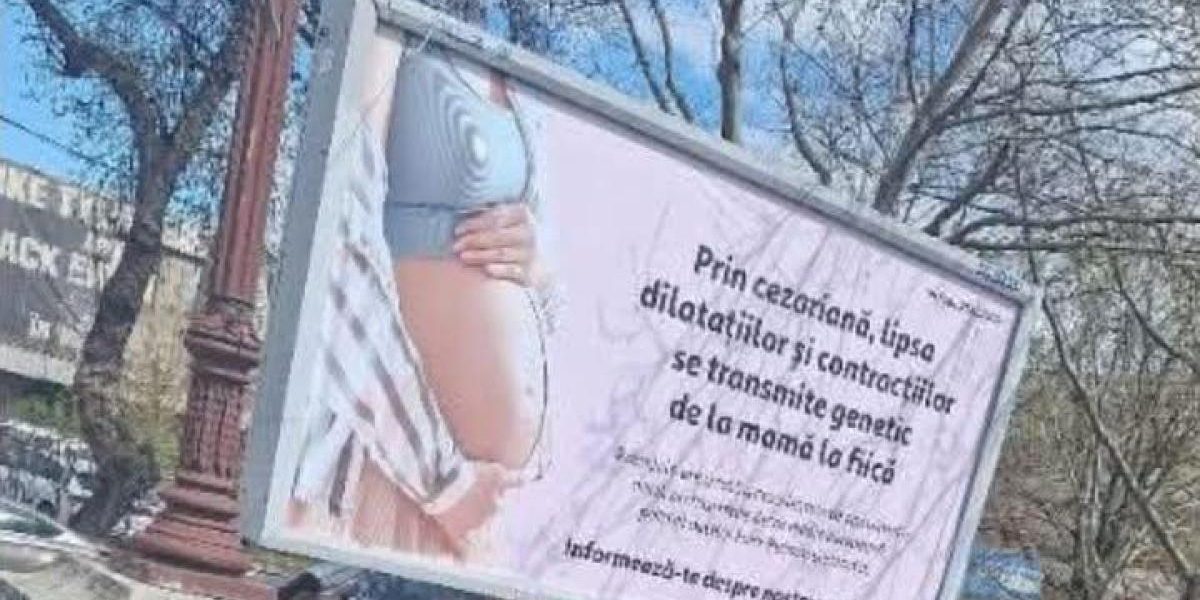Panouri cu mesaje false despre cezariană în București, USR cere aviz medical