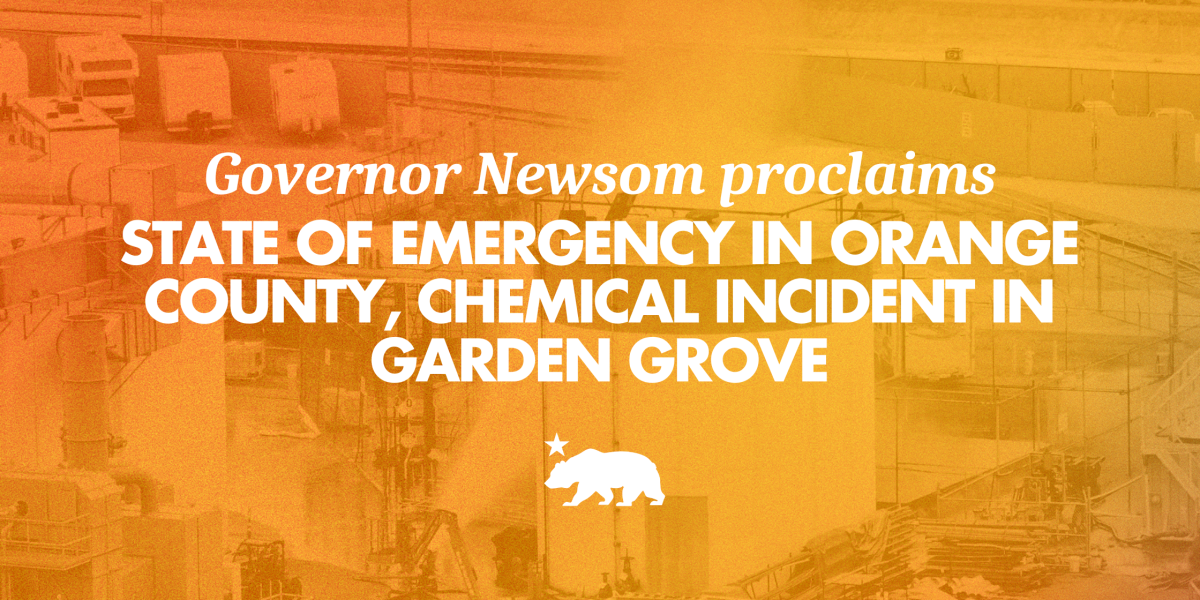 Newsom declară stare de urgență în Orange County după incidentul chimic din Garden Grove
