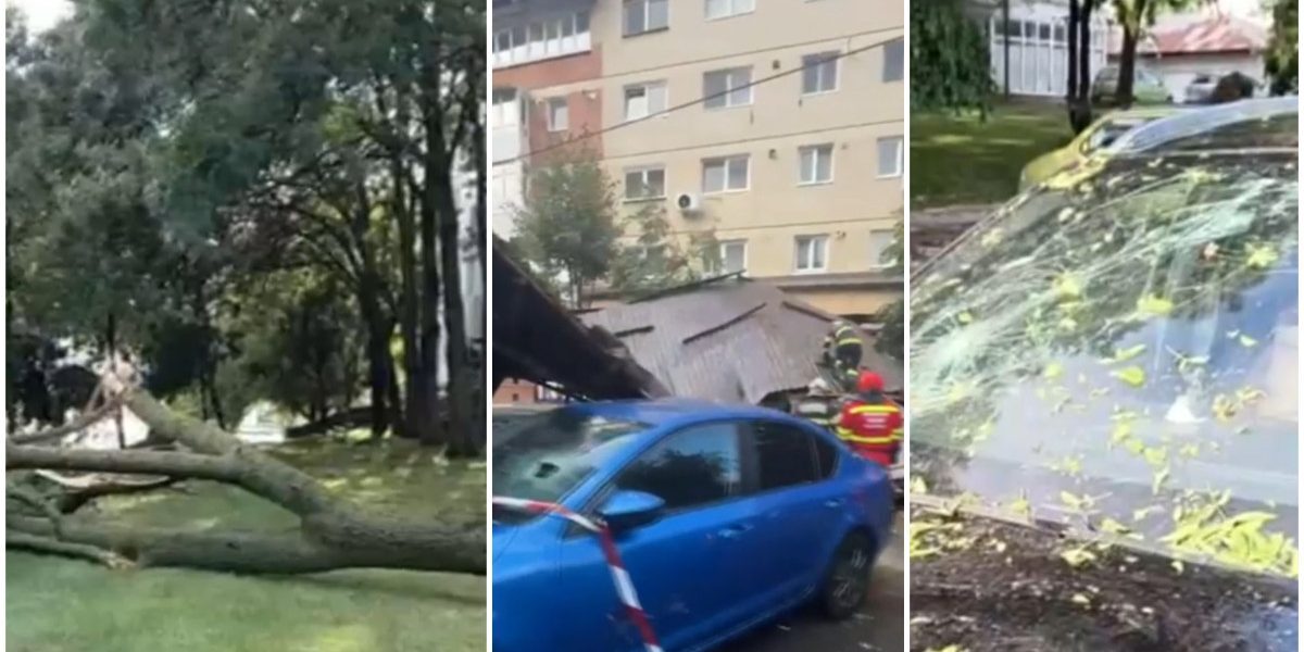 Furtuni violente: Inundații, acoperișuri smulse și mașini avariate în România
