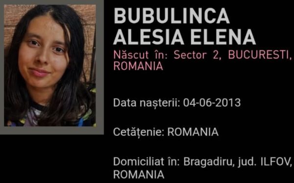 Fetiță dispărută din Bragadiru, RO-Alert pentru Bubulincă Alesia