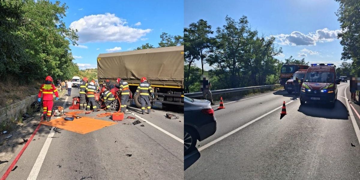 Carnagiu în Mureș: 3 morți, 3 mașini și camion militar implicate