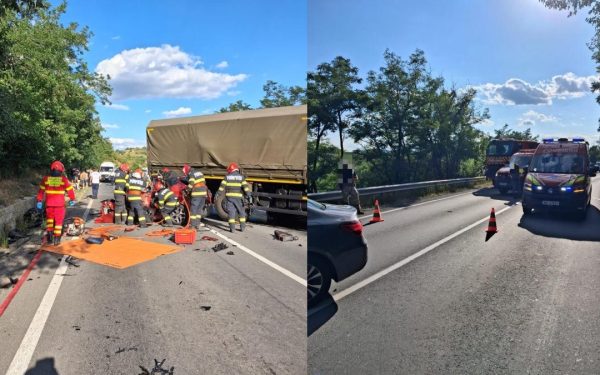 Carnagiu în Mureș: 3 morți, 3 mașini și camion militar implicate