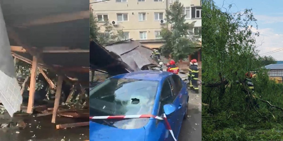 Vijelie în țară: Acoperiș luat pe sus în Sibiu, blocaj în Argeș