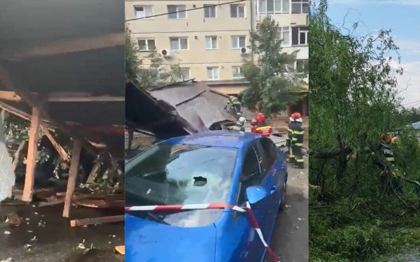 Vijelie în țară: Acoperiș luat pe sus în Sibiu, blocaj în Argeș